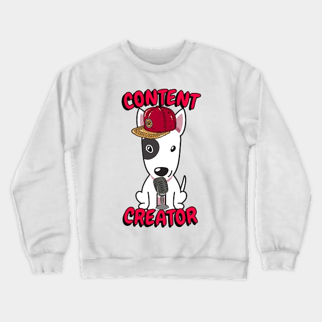 Cute bull terrier dog is a content creator Crewneck Sweatshirt by Pet Station